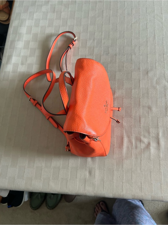 Kate Spade Leila Peebled Leather Flap Bqckpack in Vibrant Orange main image 12
